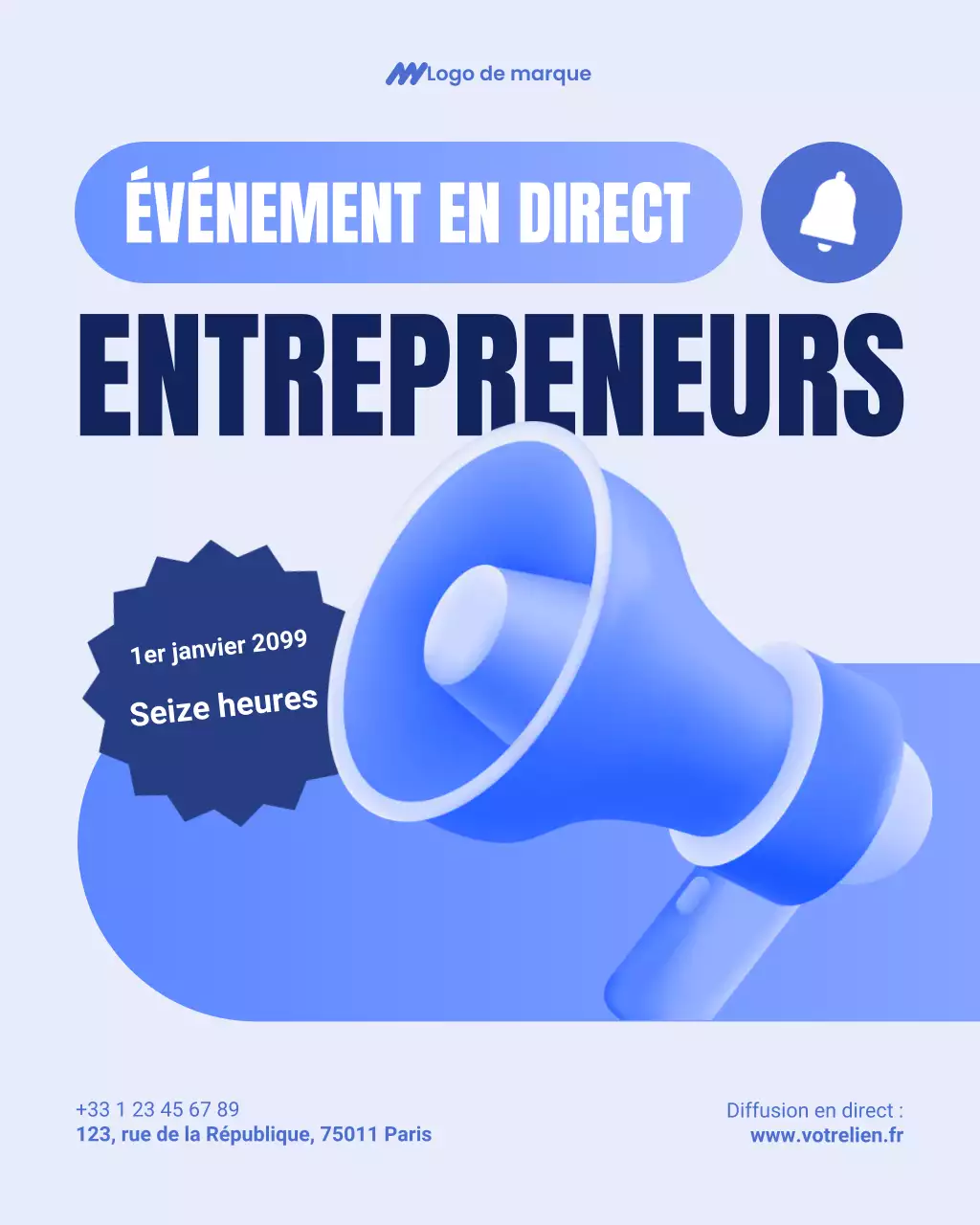 Annonce de l'entrepreneuriat moderne bleu