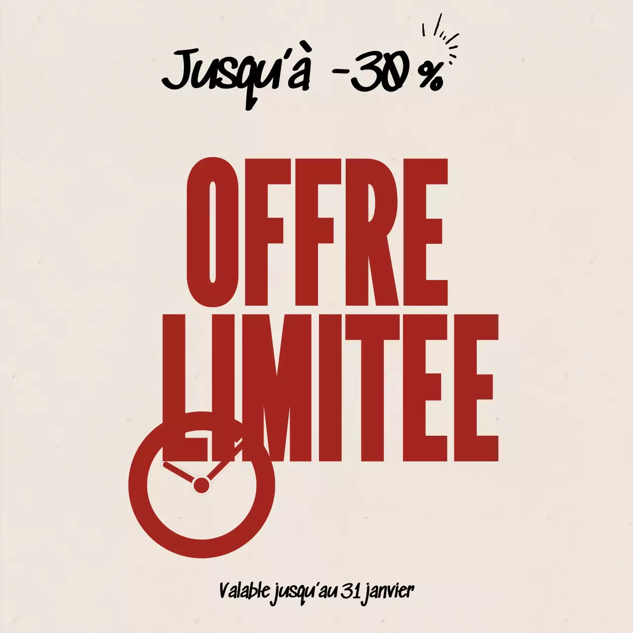 Promotion des soldes en rouge gras