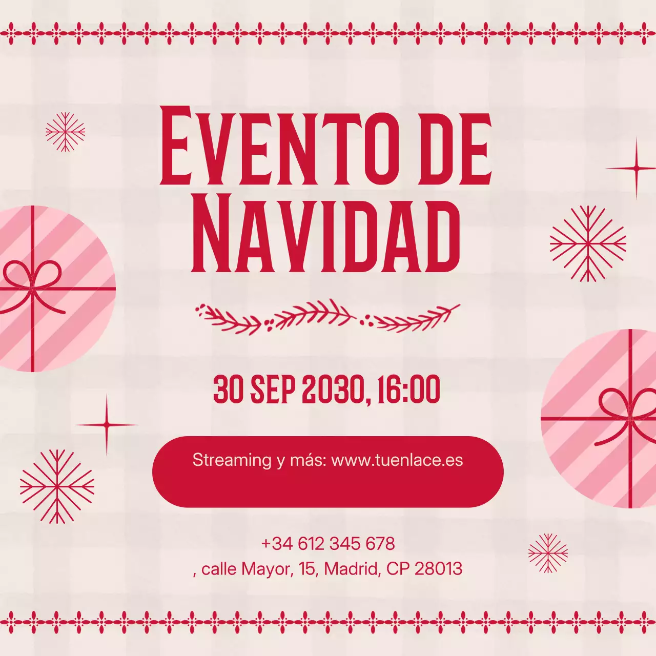 Publicidad de eventos de celebración navideña retro en redes sociales