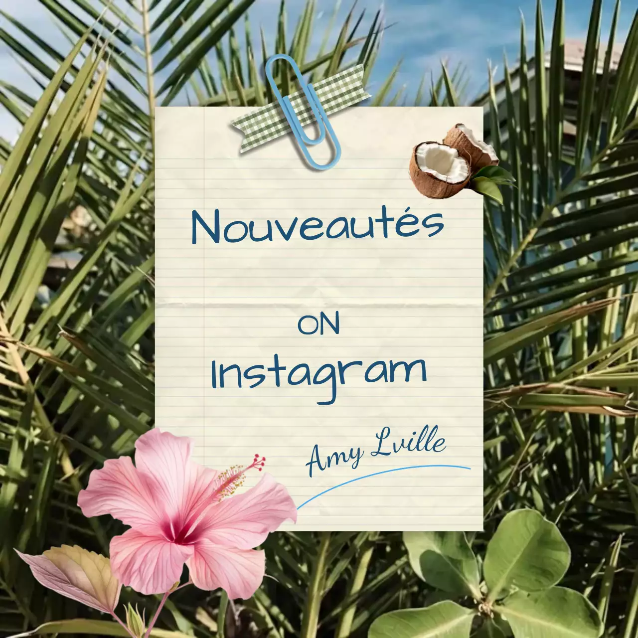 Mise à jour des médias sociaux avec des fleurs vertes - Publication Instagram