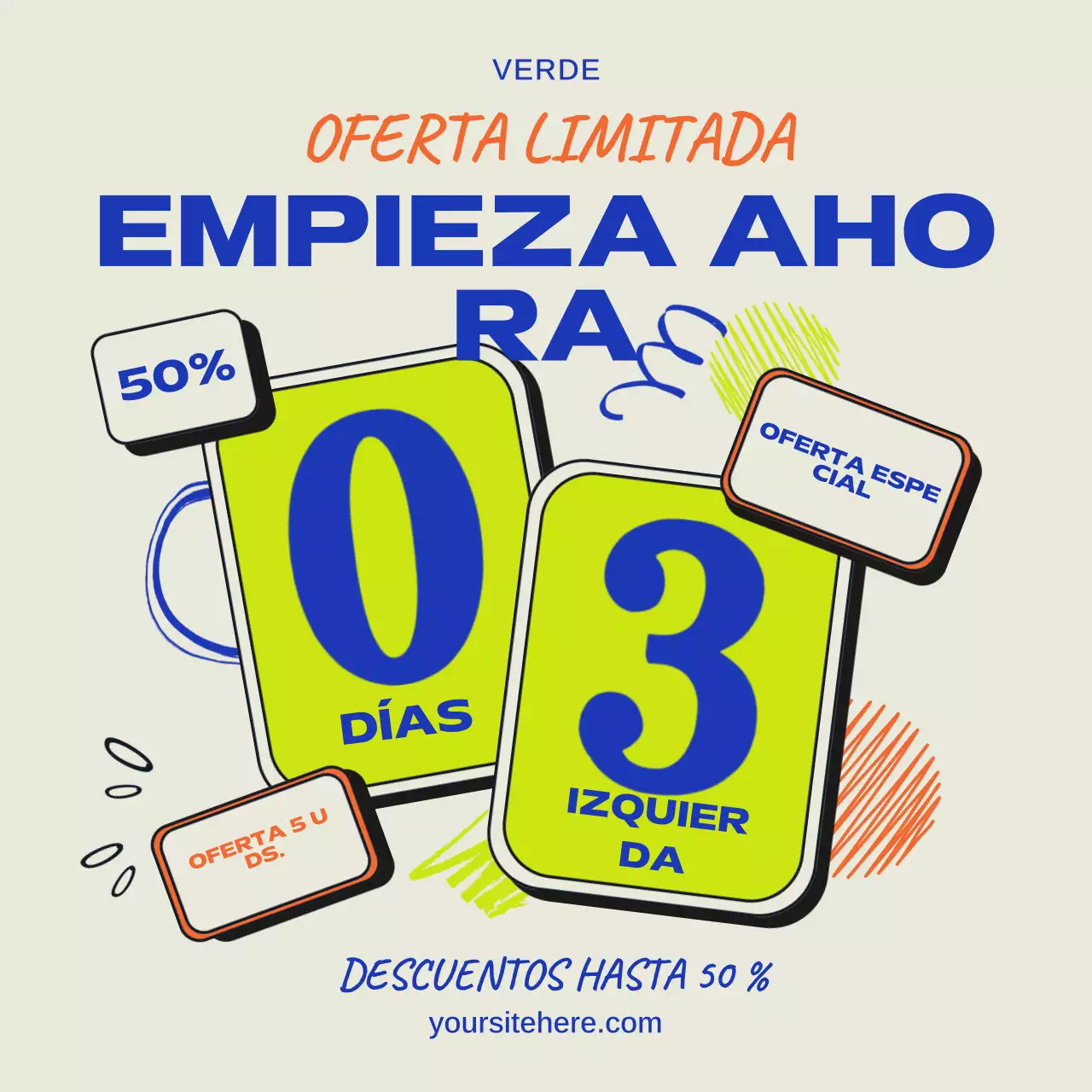 Publicación de promoción de venta en negrita amarilla