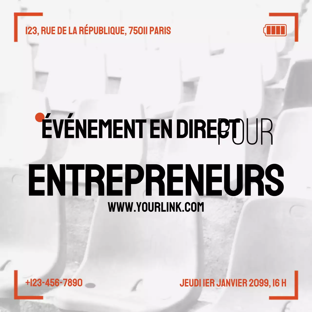 Annonce d'événement pour entrepreneurs modernes gris