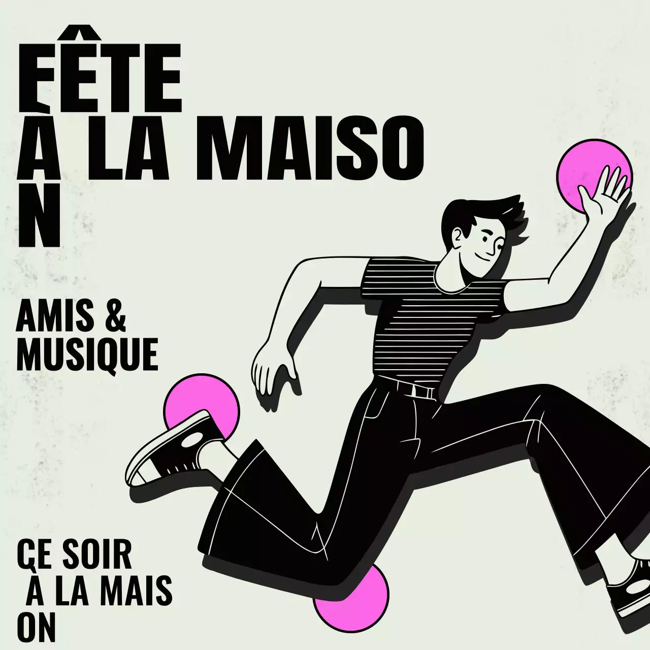 Invitation à une soirée rétro noire (publication Instagram)