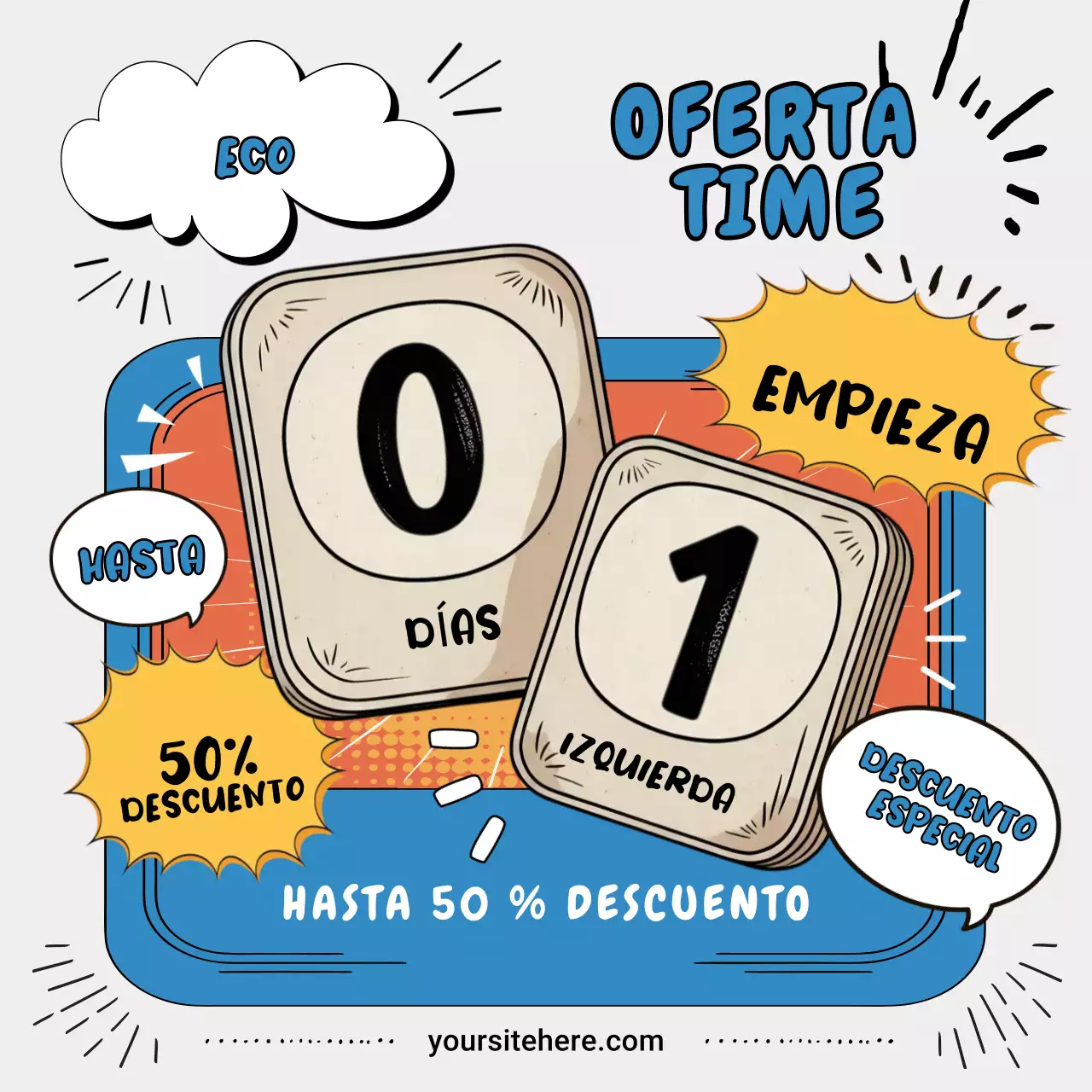 Publicación de Instagram del anuncio de descuento de Blue Comic