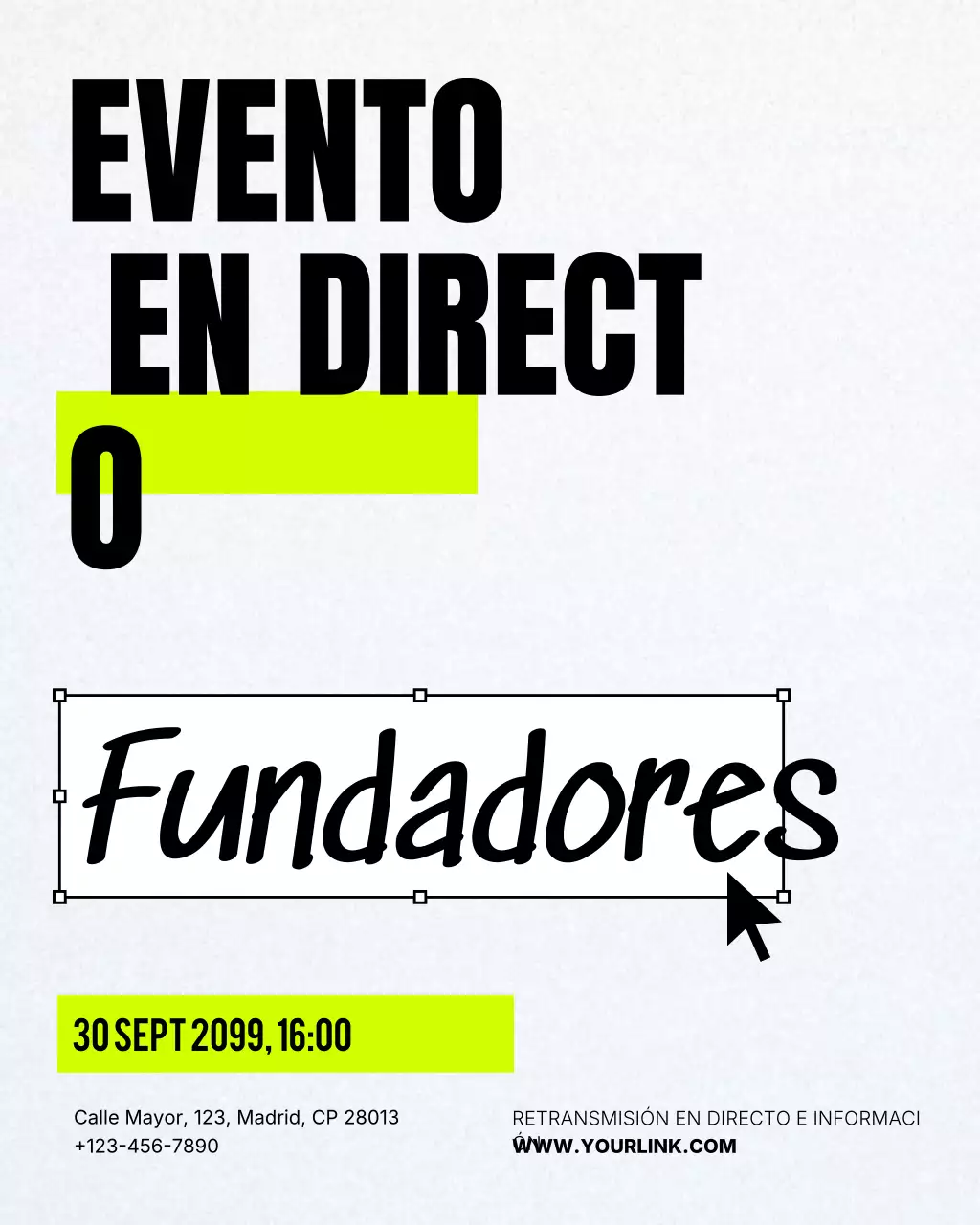 Anuncio de evento moderno negro