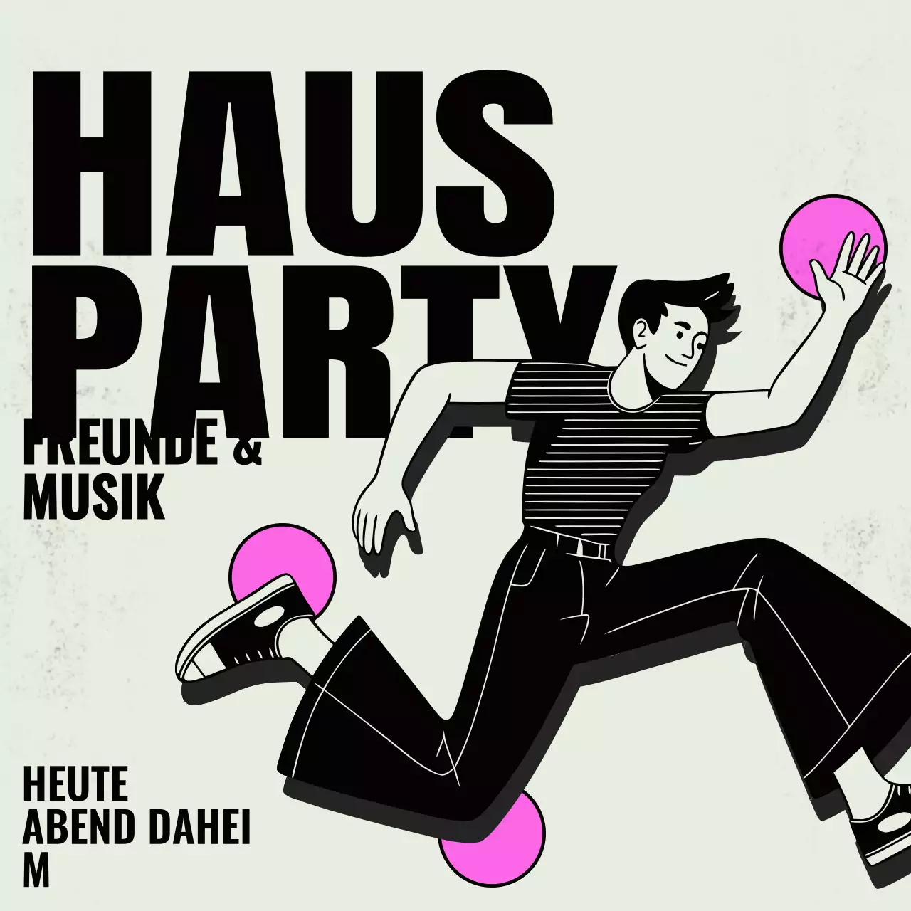 Einladung zur schwarzen Retro-Party (Instagram-Post)