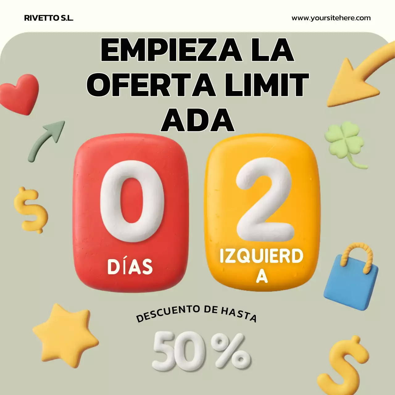 Publicación de Instagram con la promoción de descuento retro amarilla