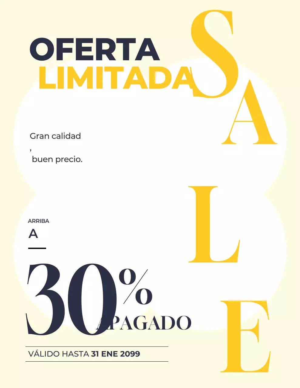 Promoción de oferta limitada en negrita amarilla