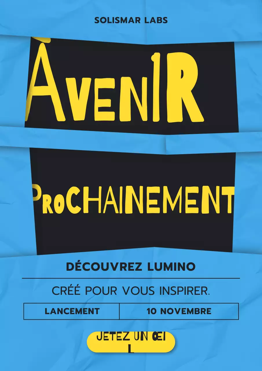 Affiche d'annonce de produit bleue en gras