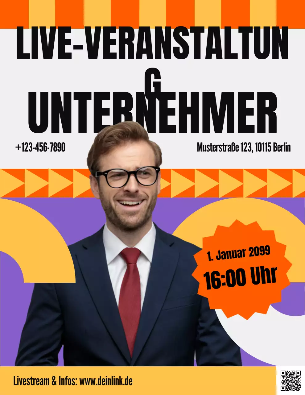 Ankündigung der Veranstaltung für moderne Unternehmer in Orange