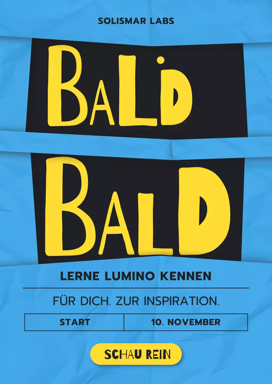 Blaues, auffälliges Produktankündigungsplakat