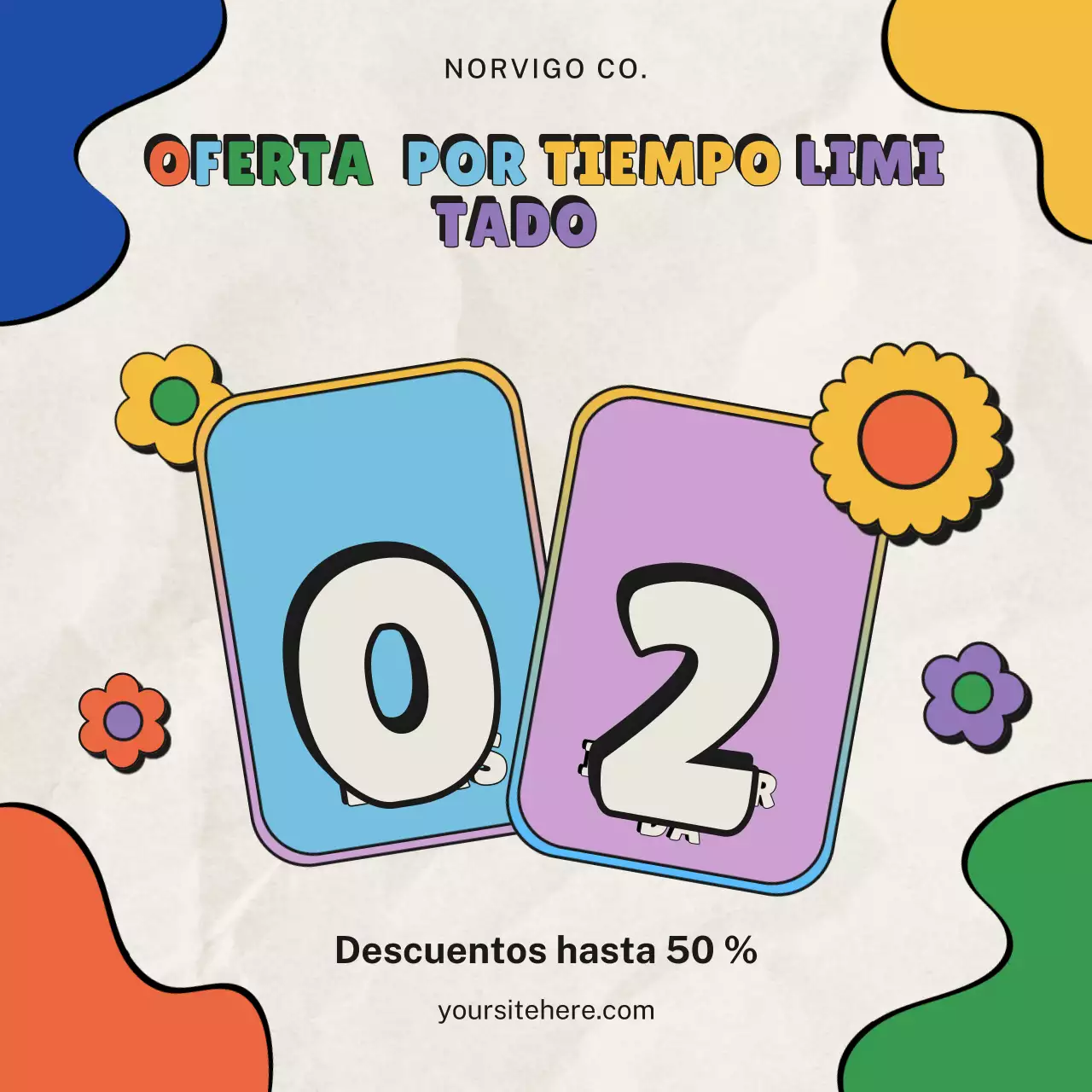 Cartel promocional de anuncio de venta retro colorido