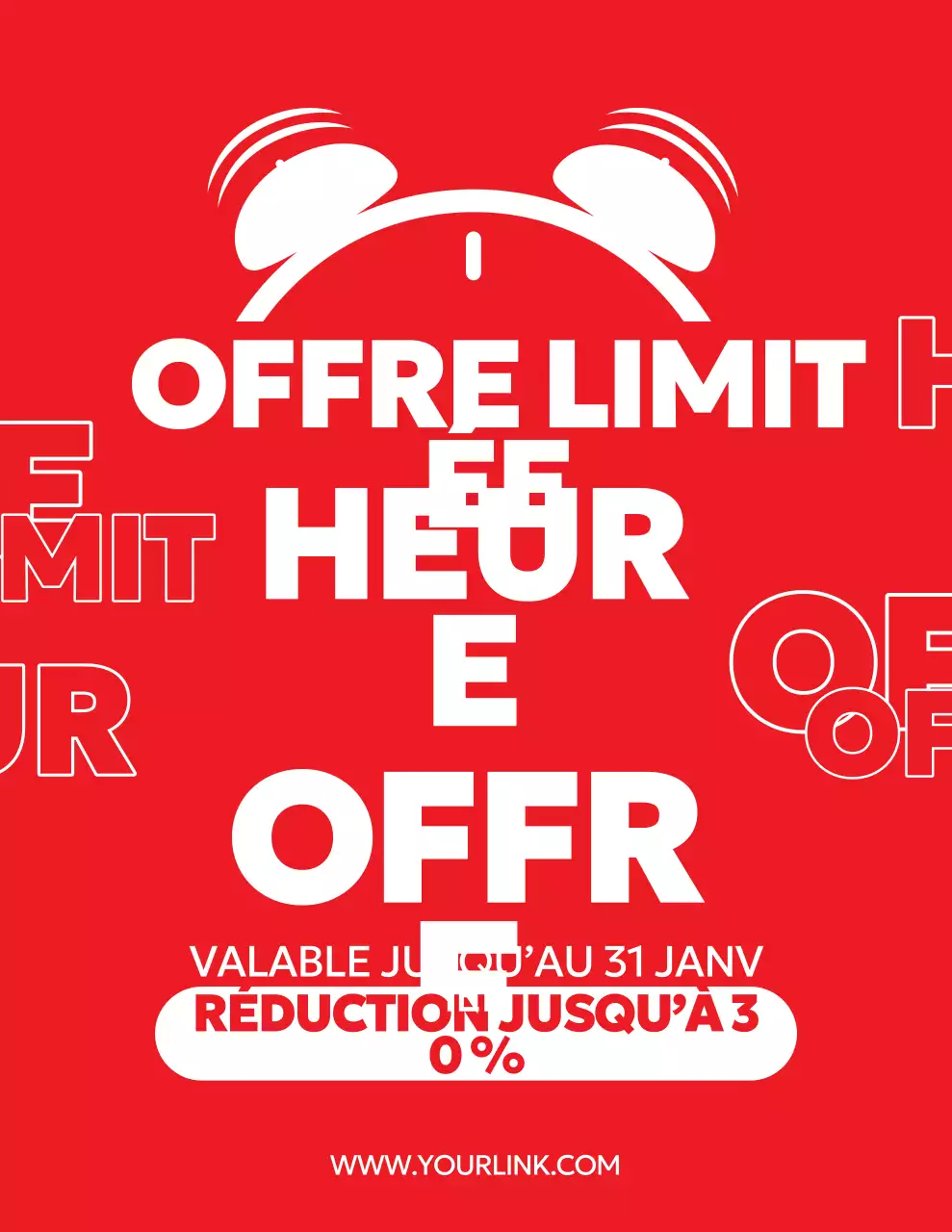 Promotion des soldes en rouge gras