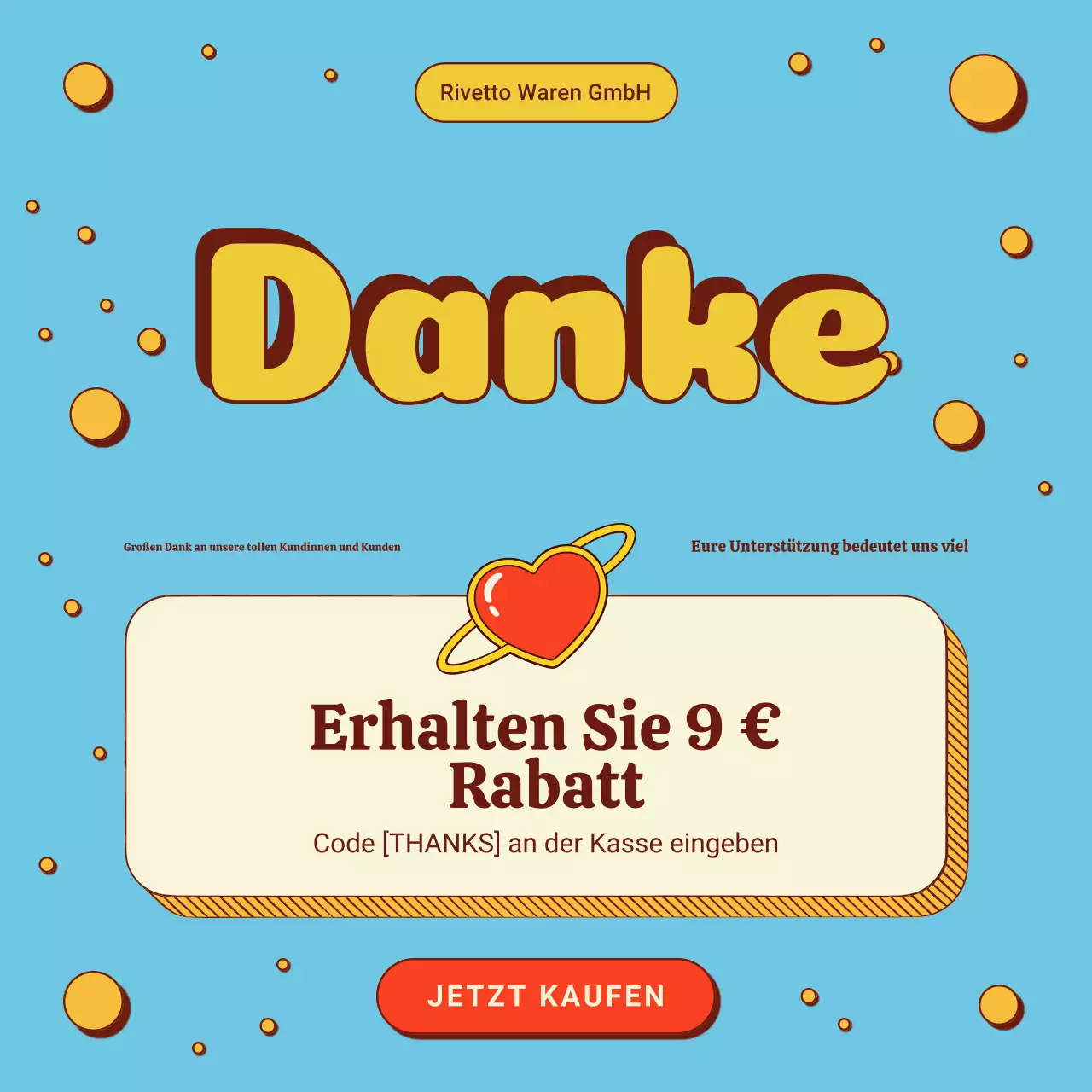 Instagram-Post mit blauer Retro-Dankeschön-Aktion