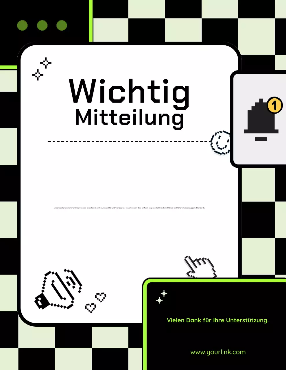 grüne Retro-Geschäftsmeldung