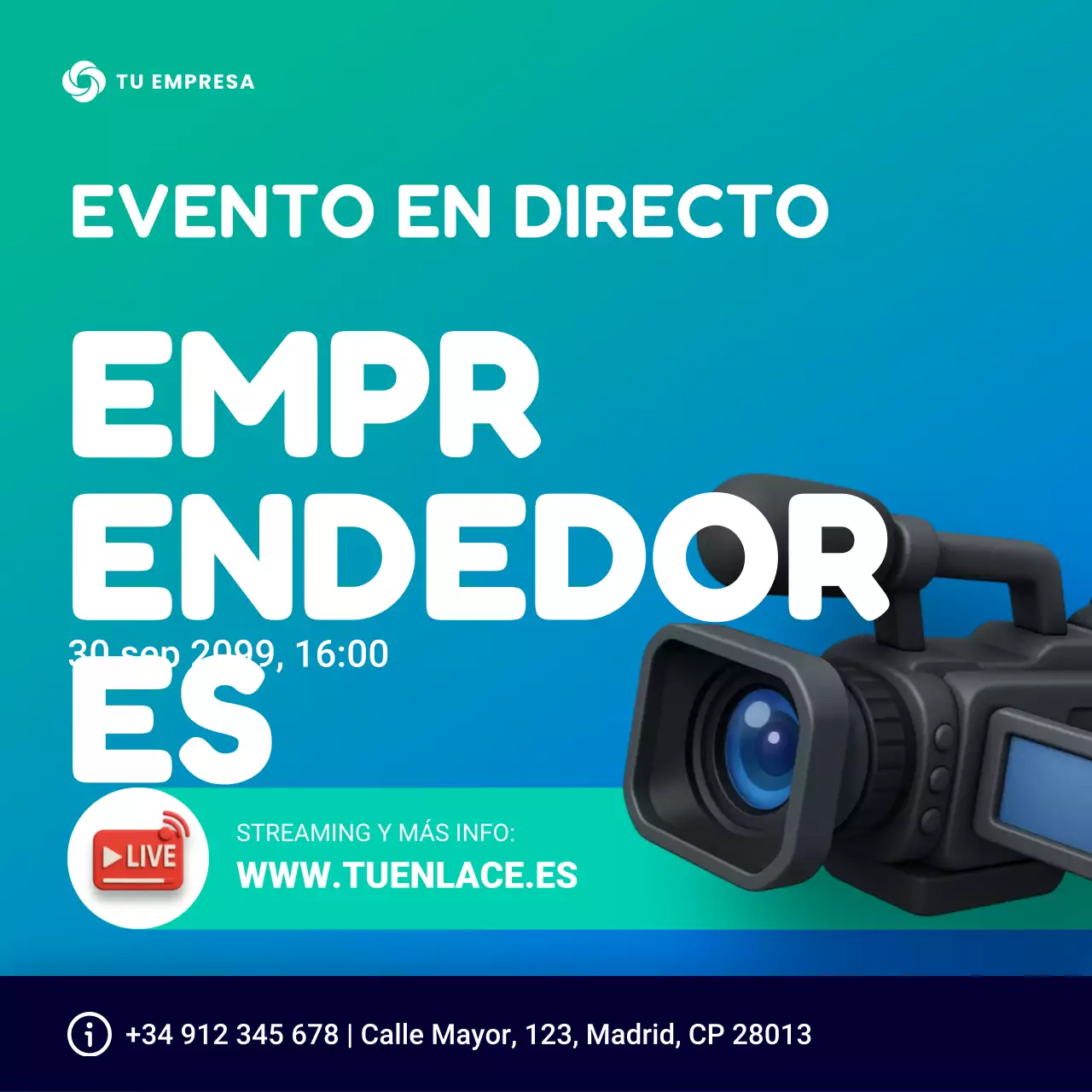Evento empresarial moderno en verde azulado