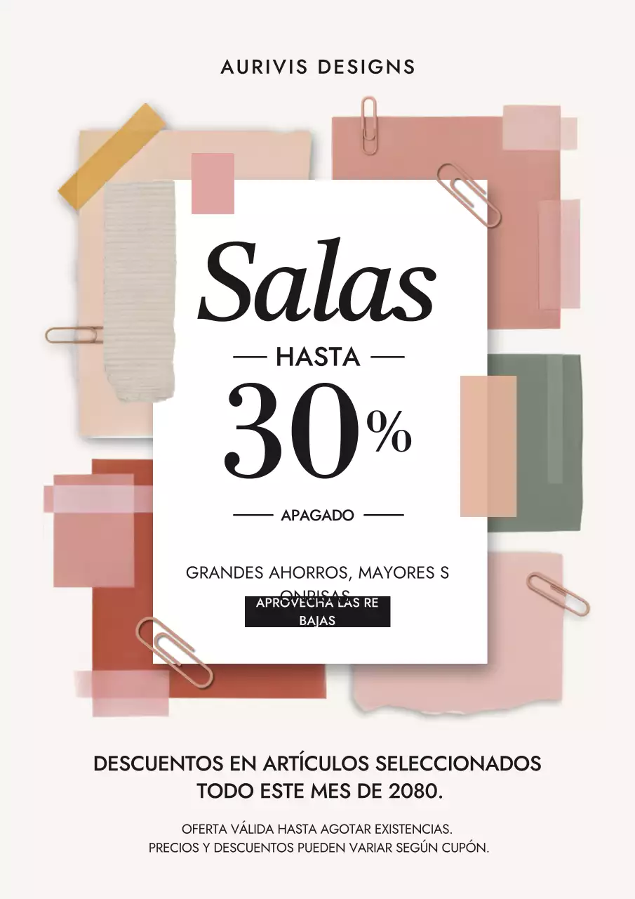 Póster de promoción de venta moderno en beige