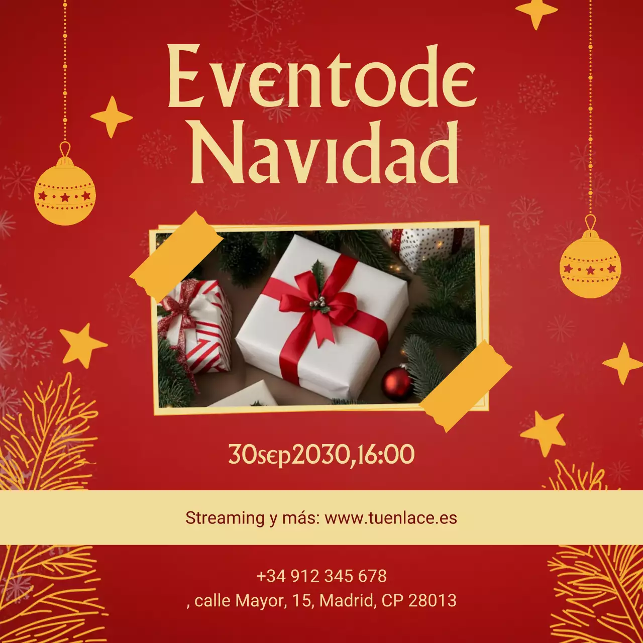 Celebración navideña maximalista Evento Publicidad Redes sociales Cuadrado