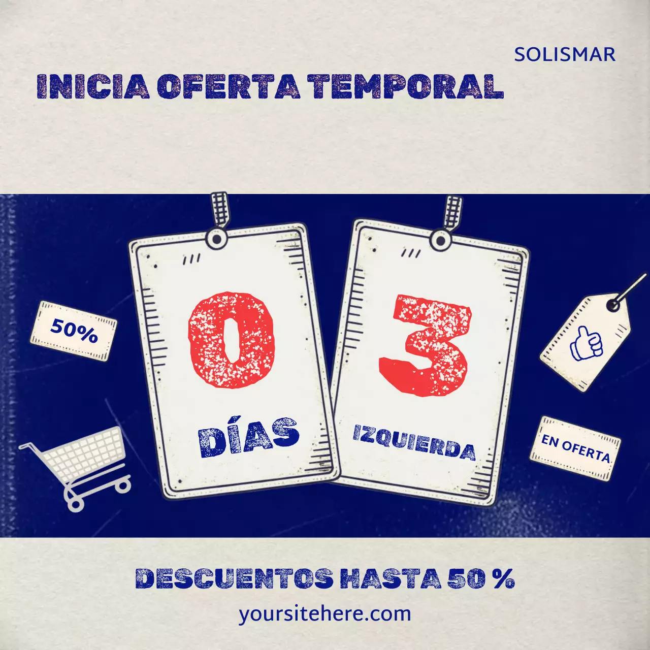Promoción de venta retro azul