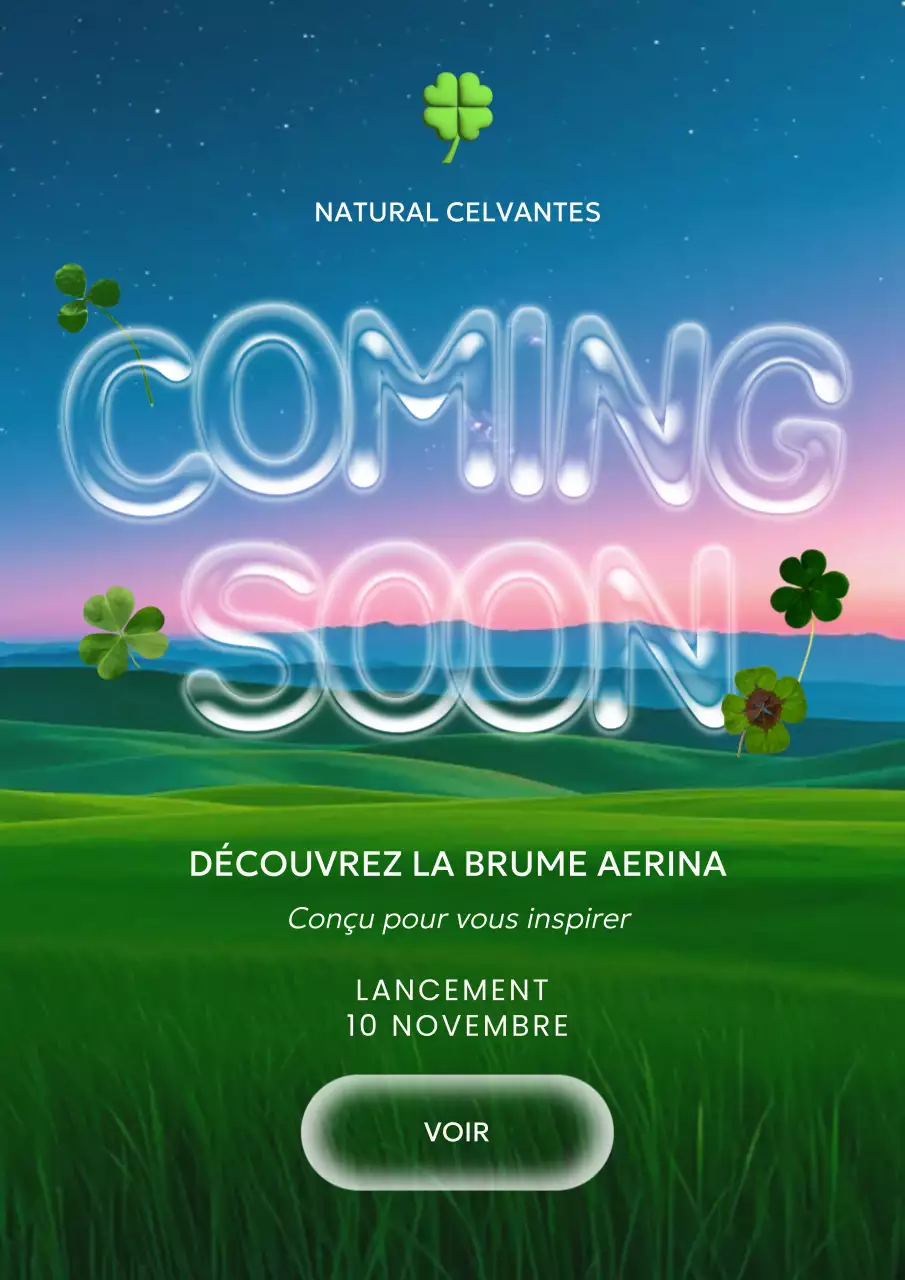 Affiche promotionnelle de produit botanique vert