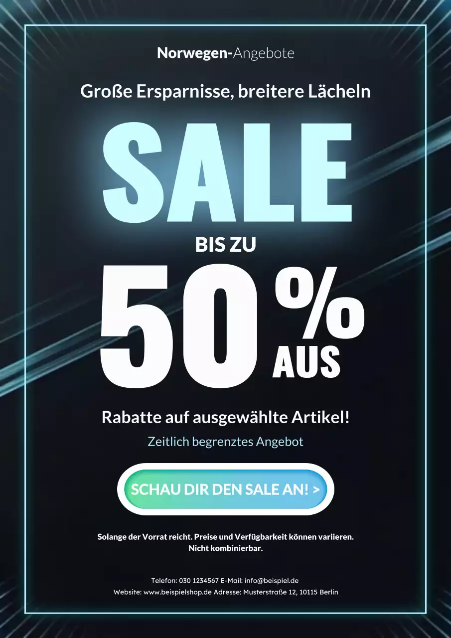 Modernes Angebot in Schwarz und Neonblau