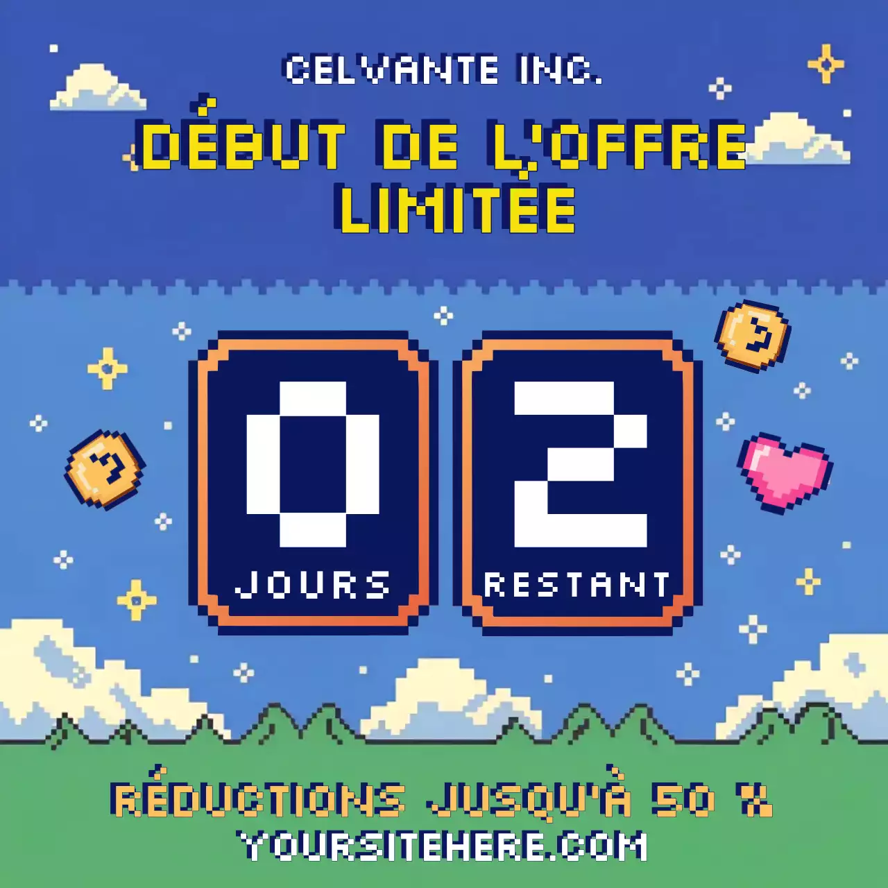 Affiche promotionnelle rétro bleue