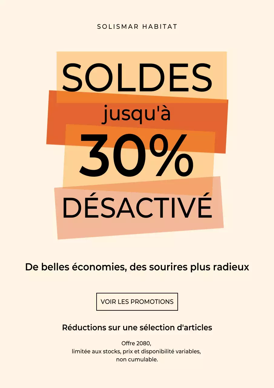 Affiche promotionnelle de soldes moderne beige
