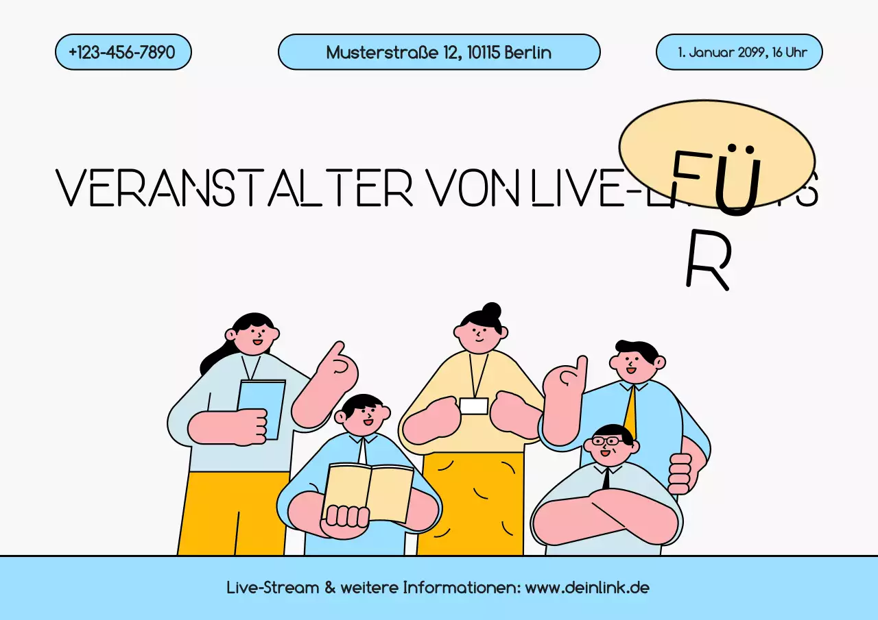 Ankündigung einer Veranstaltung für moderne Unternehmer der Blauen Generation