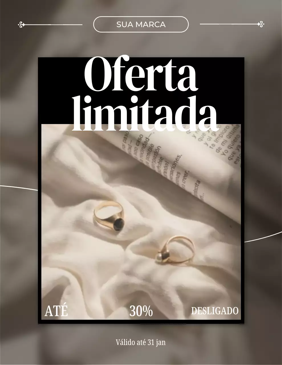 promoção de joias elegantes bege