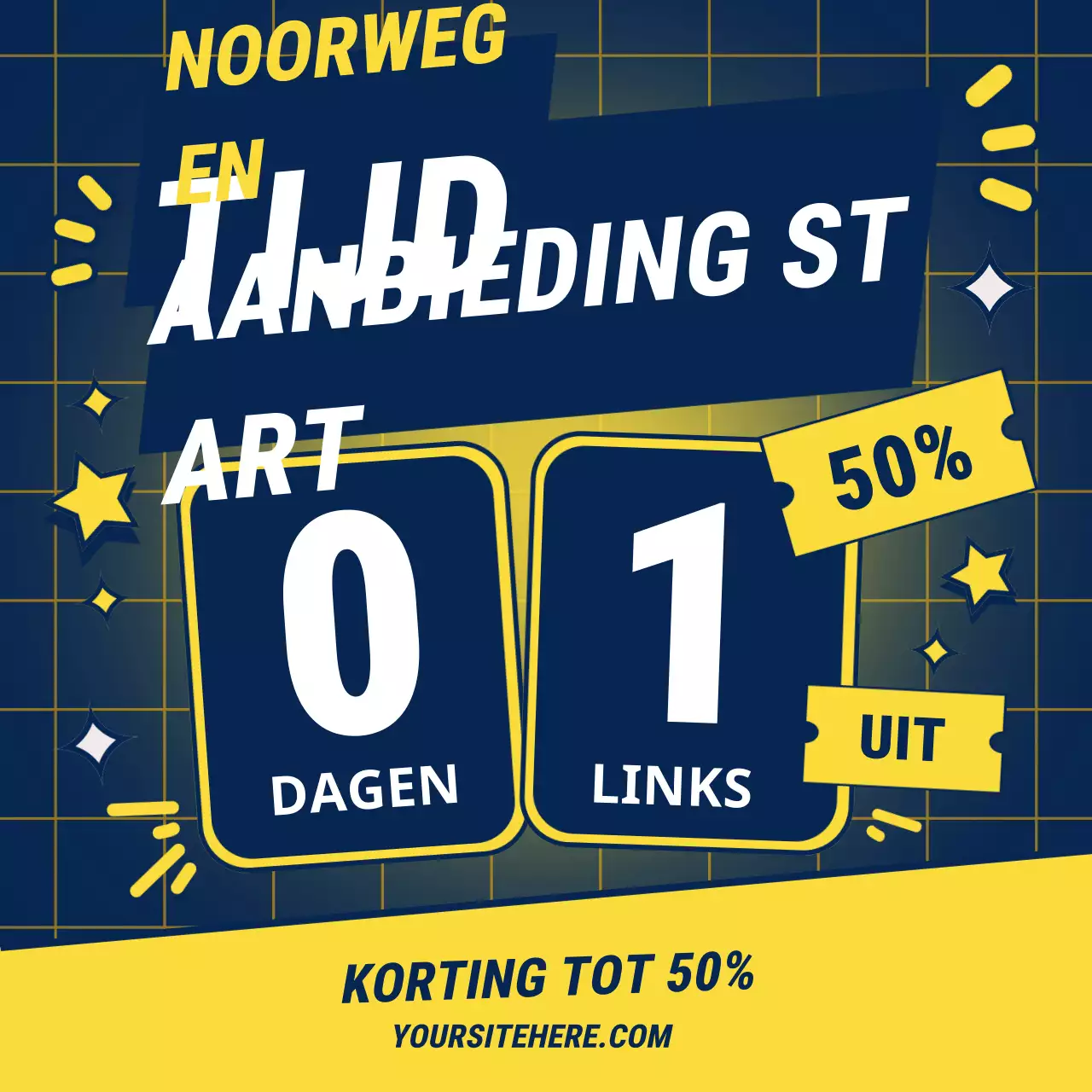 Geel, opvallend, feestelijk promotie-icoon voor sociale media (vierkant)