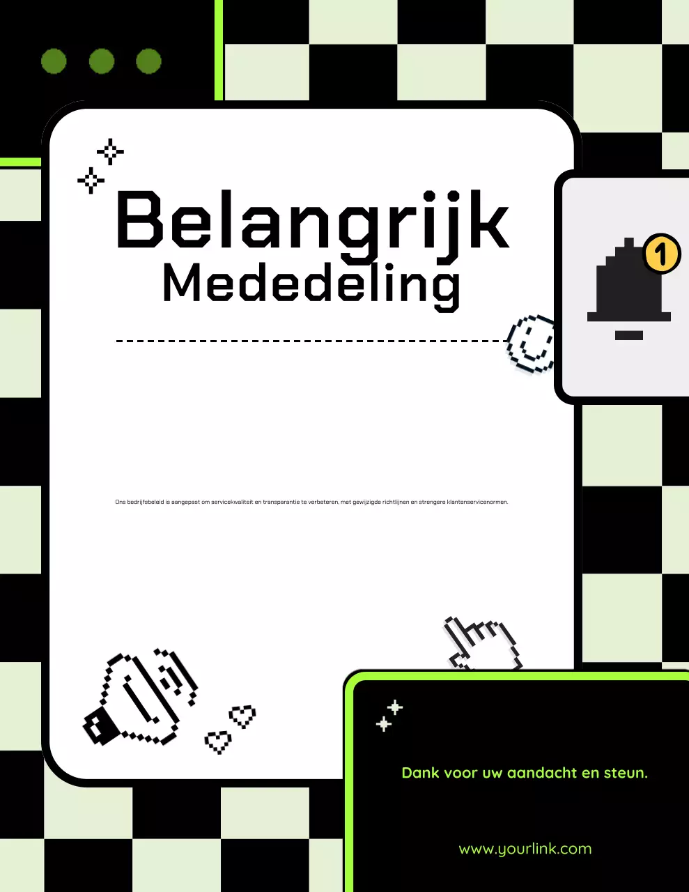 groene retro bedrijfsaankondiging