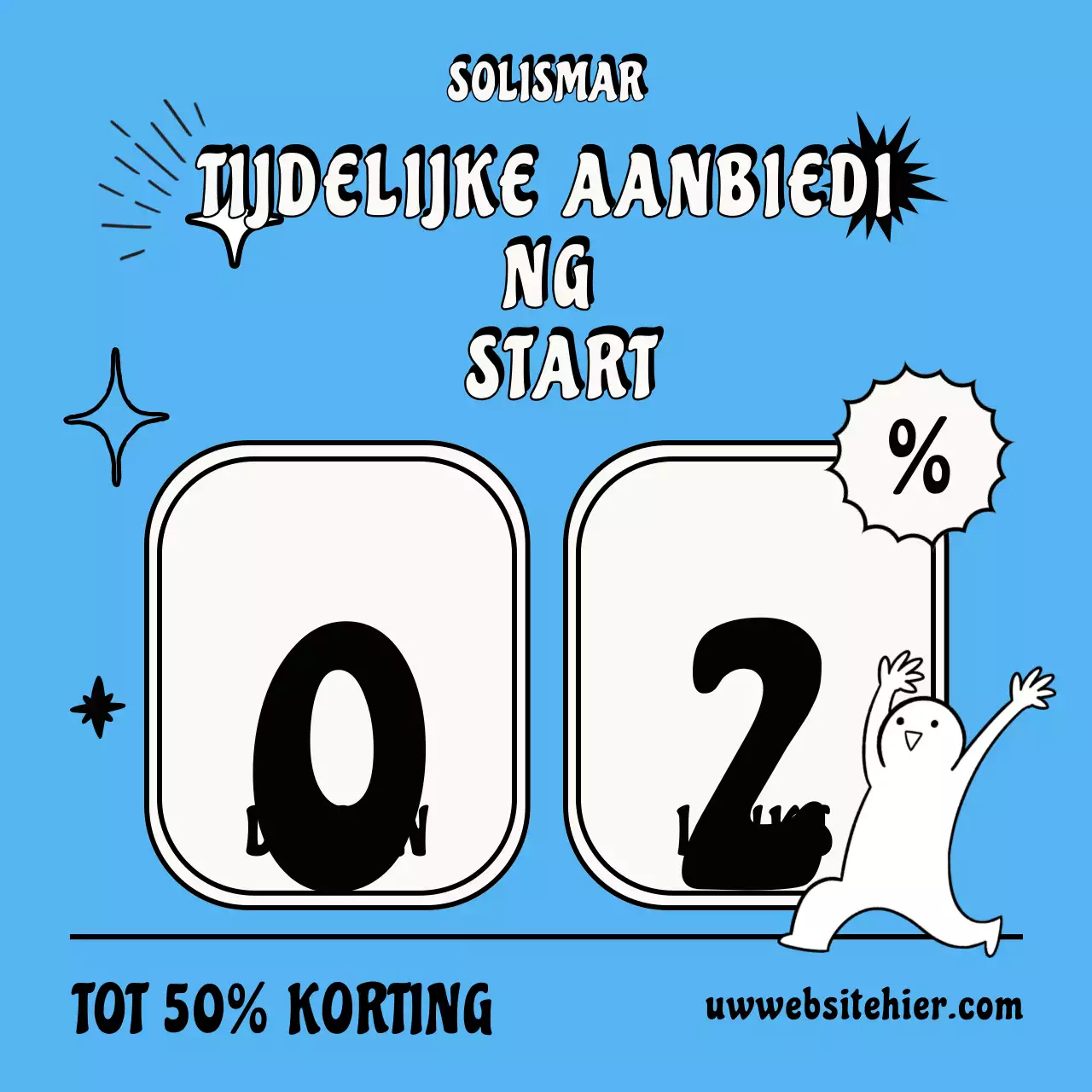 Instagram-bericht met een opvallende blauwe uitverkoopactie