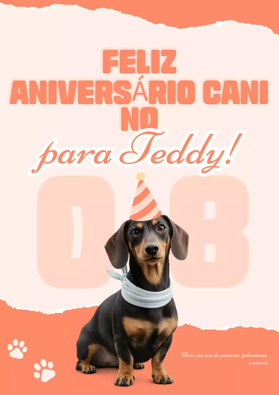Pôster de convite de aniversário com cachorro azul brincalhão