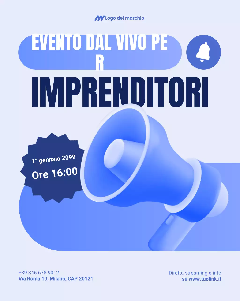 Annuncio di imprenditorialità moderna blu