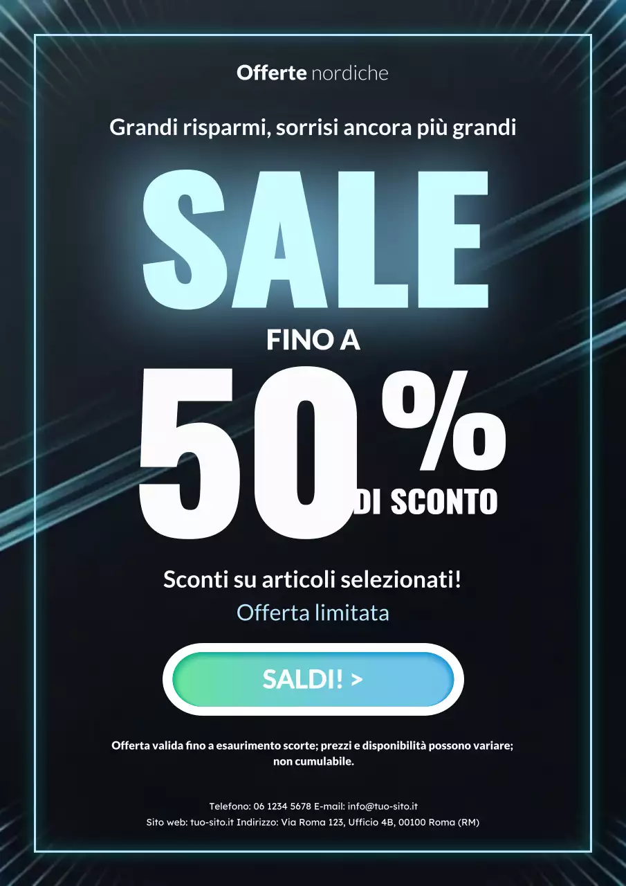 Promozione di vendita moderna in nero e blu neon
