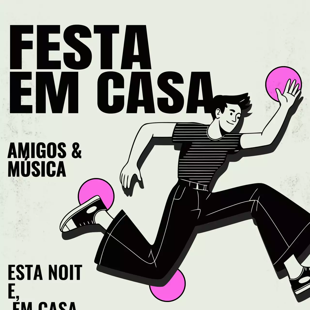 Convite para festa retrô preta - Postagem no Instagram
