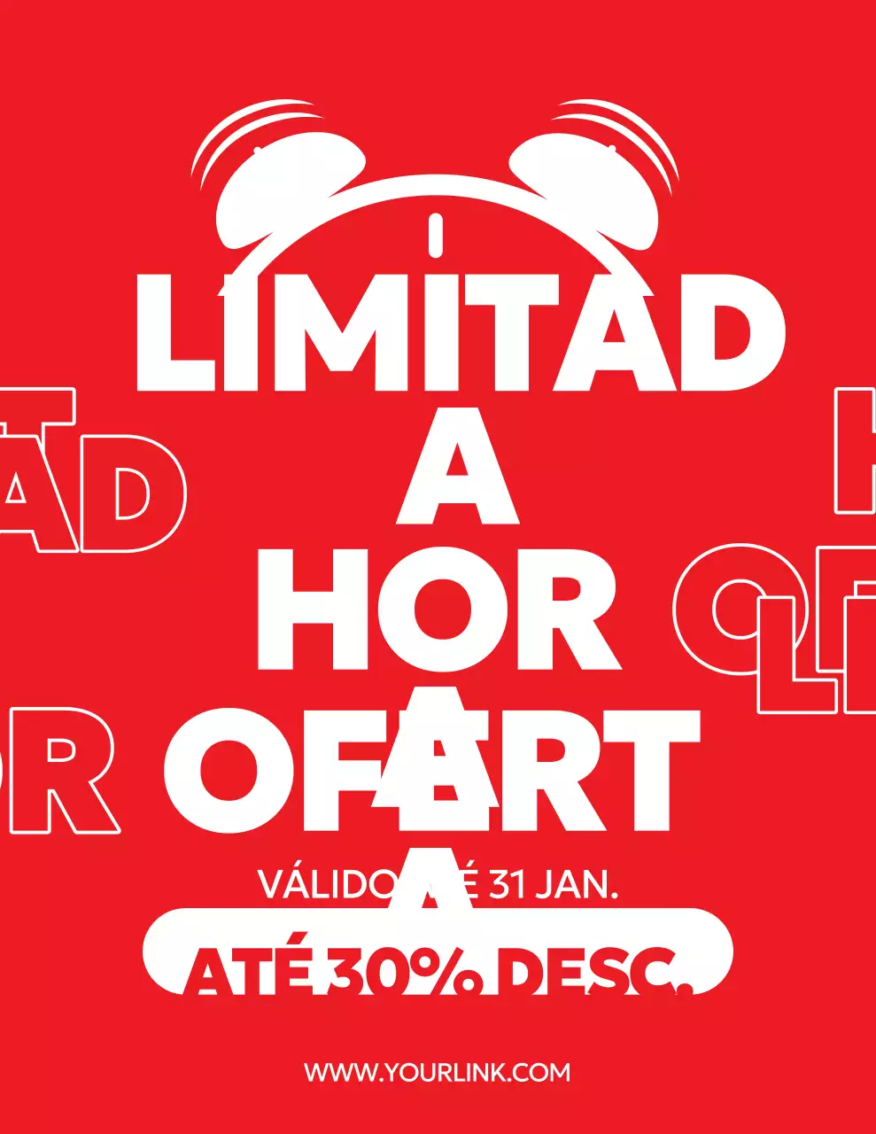 Promoção de venda em negrito vermelho