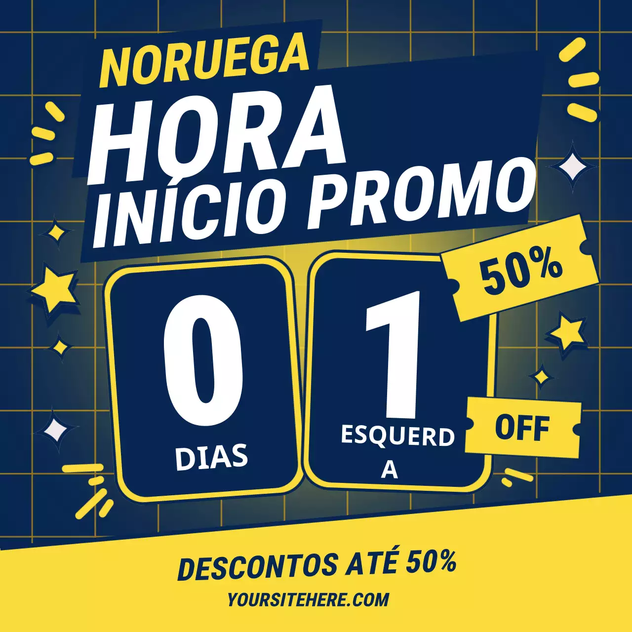 Praça de mídia social para promoção festiva em amarelo vibrante