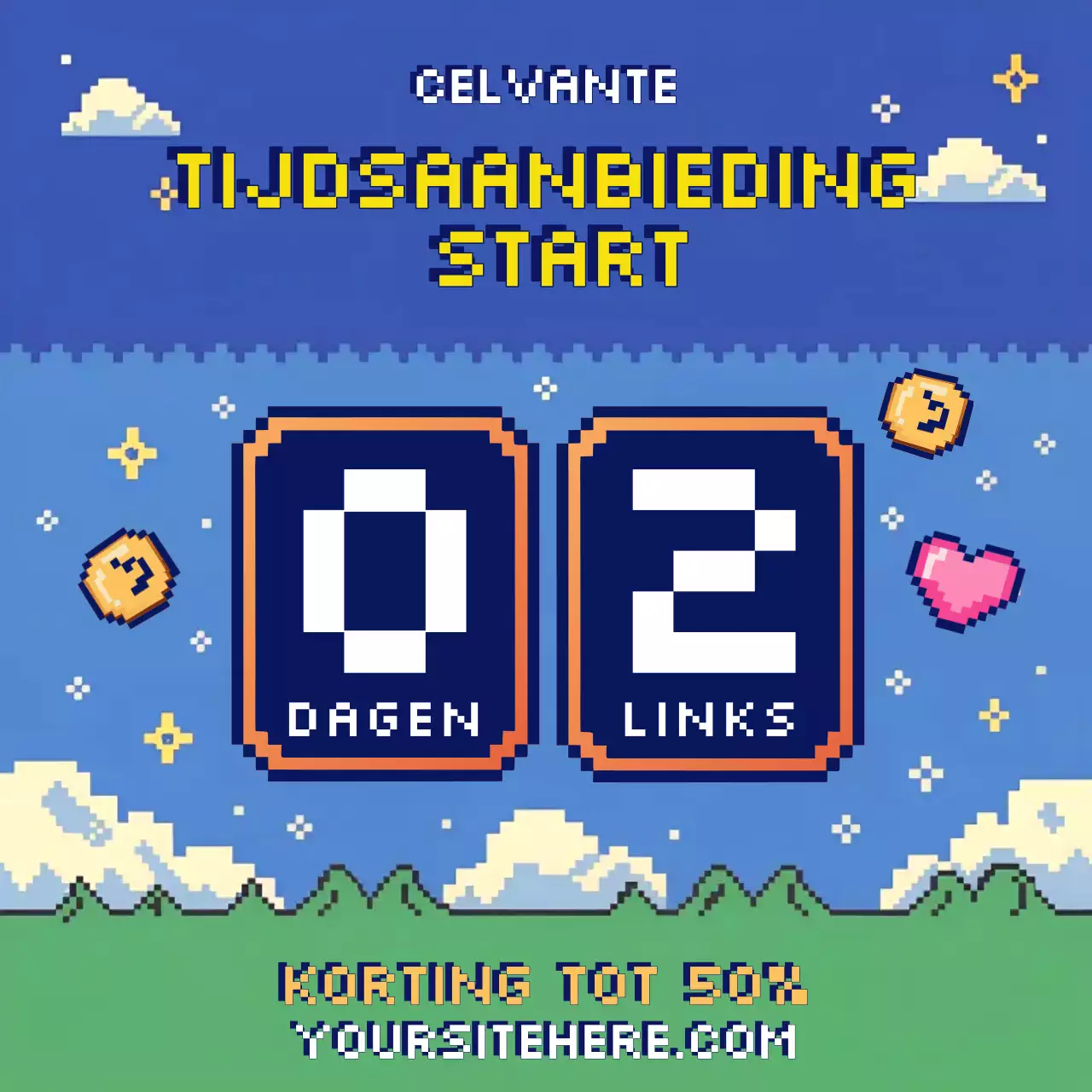 Blauwe retro kortingsactieposter