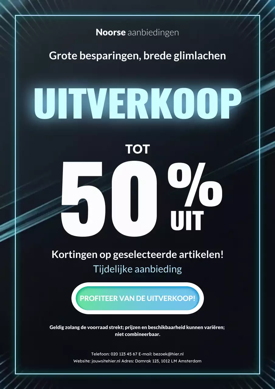 Zwart en neonblauw moderne uitverkoopactie