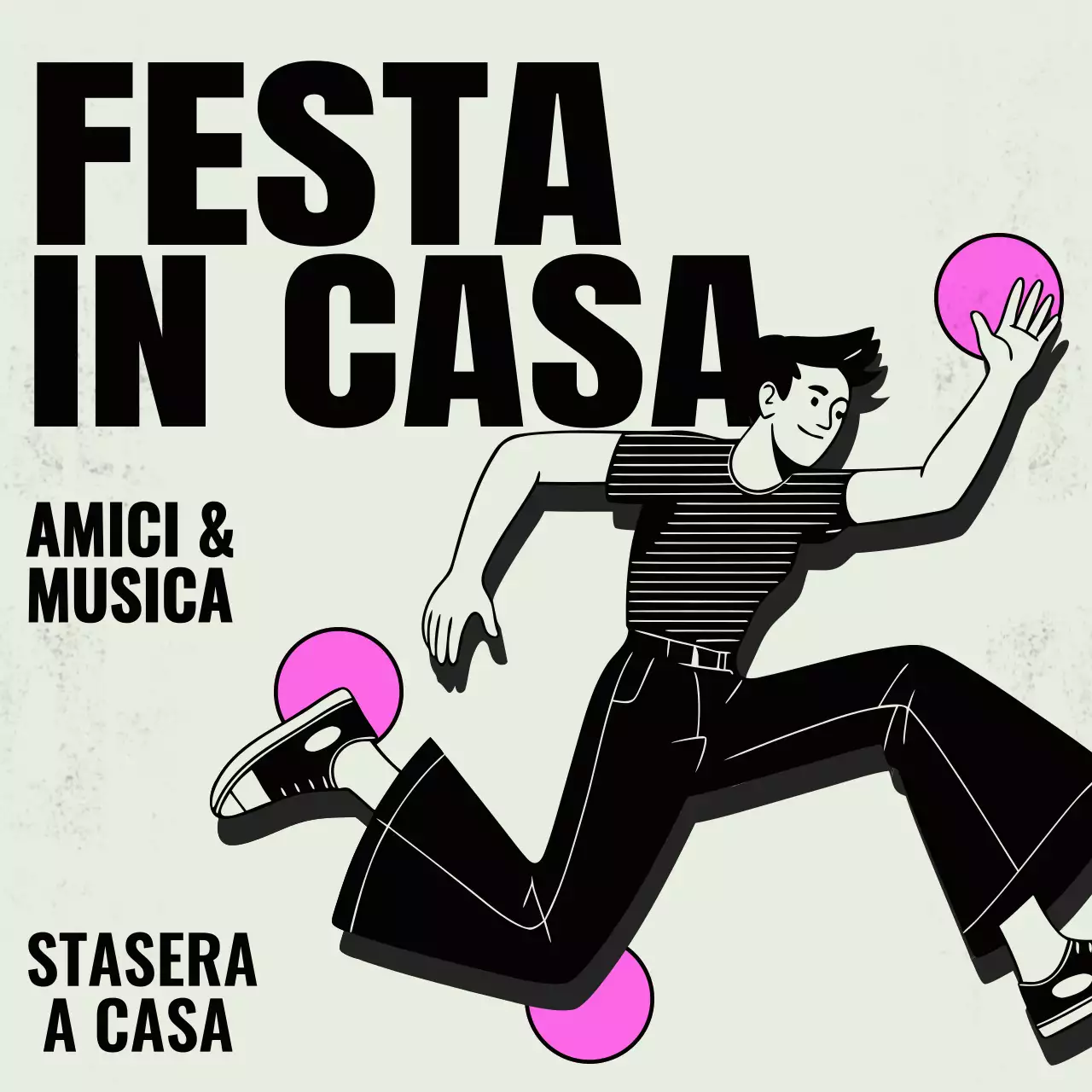 Post Instagram con invito a una festa retrò nera