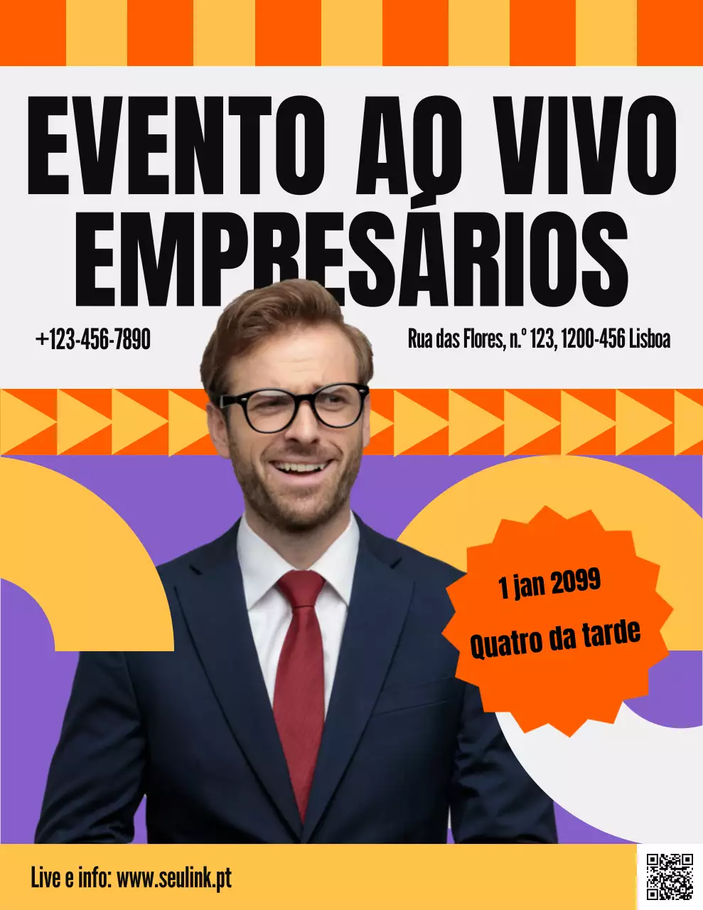Anúncio do evento Orange para empreendedores modernos