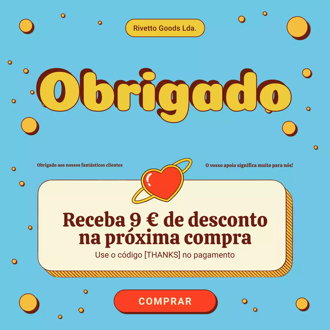 Postagem promocional de agradecimento retrô azul no Instagram