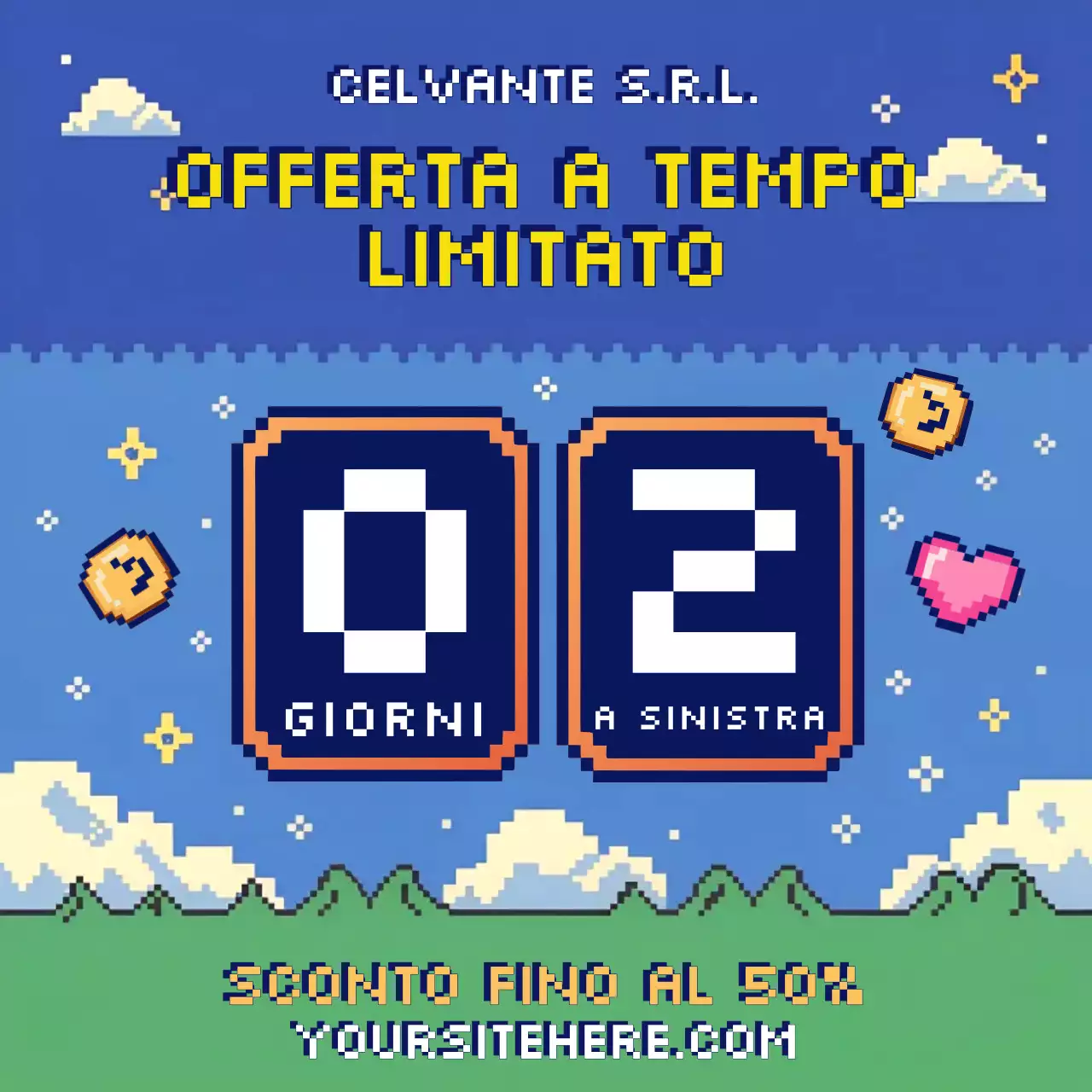 Poster promozionale sconto retrò blu