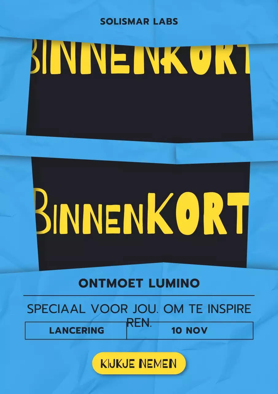 Blauwe, opvallende productaankondigingsposter