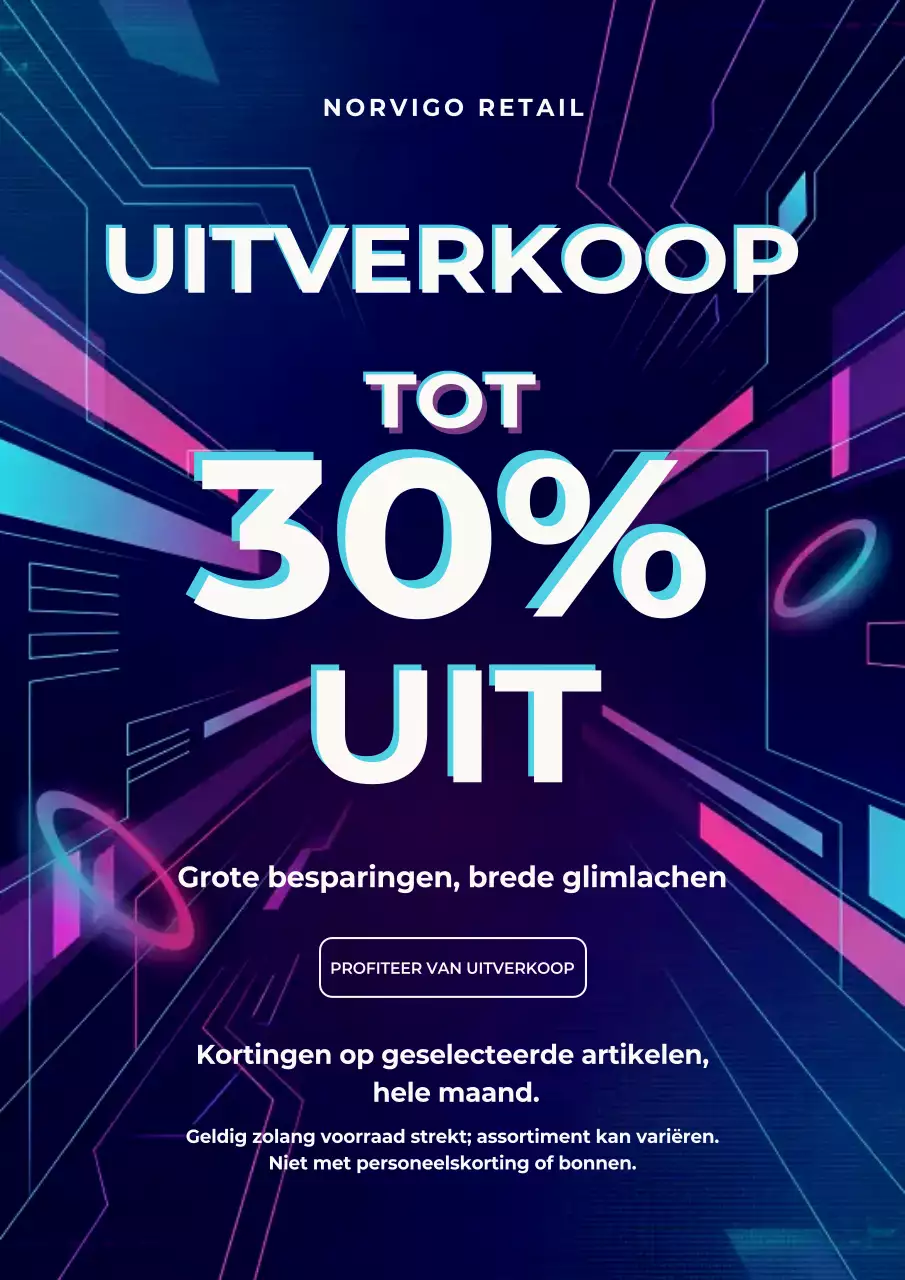 Blauwe futuristische poster voor winkelpromotie