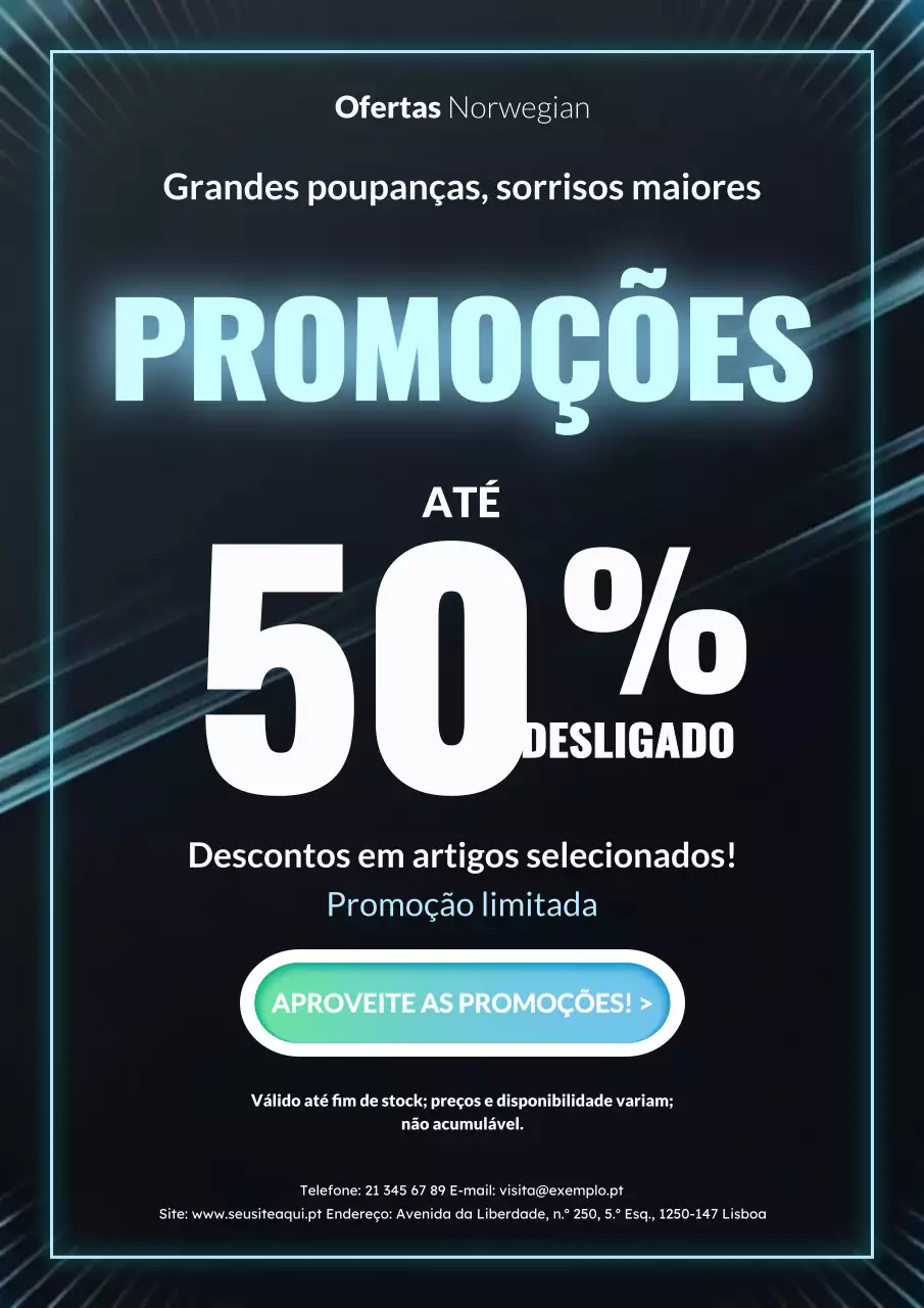 Promoção de Vendas Moderna em Preto e Azul Neon