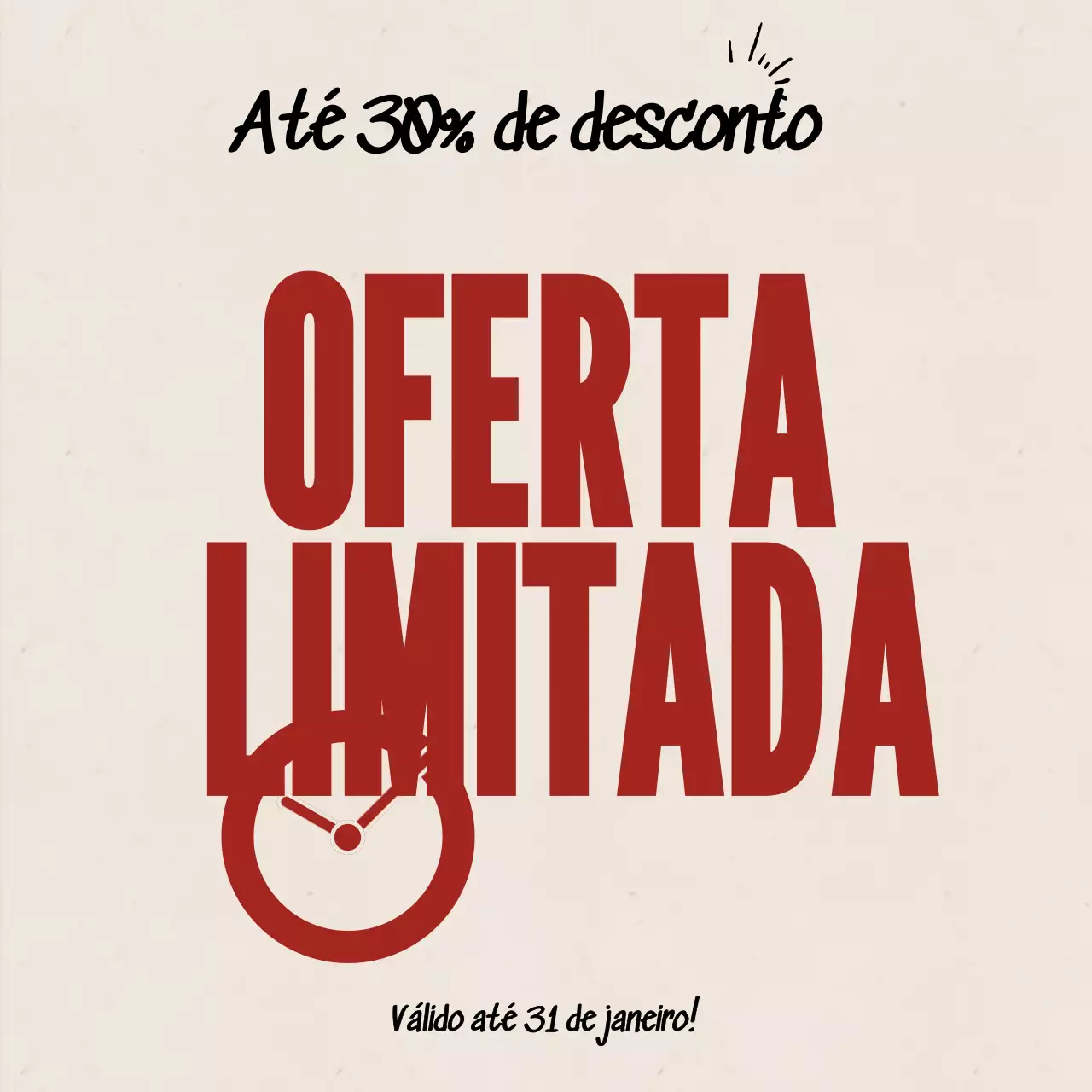 Promoção de venda em negrito vermelho