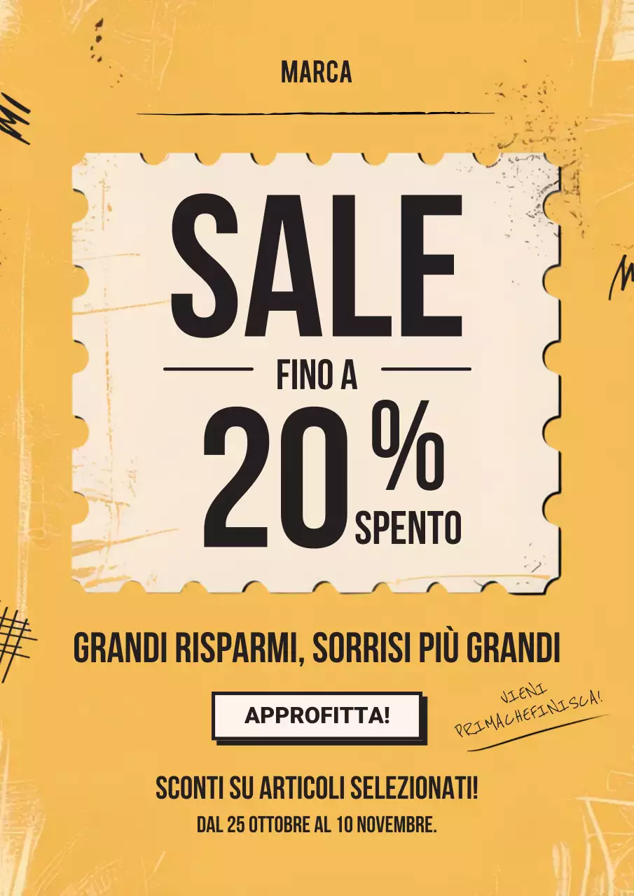 Promozione di vendita di scarabocchi gialli
