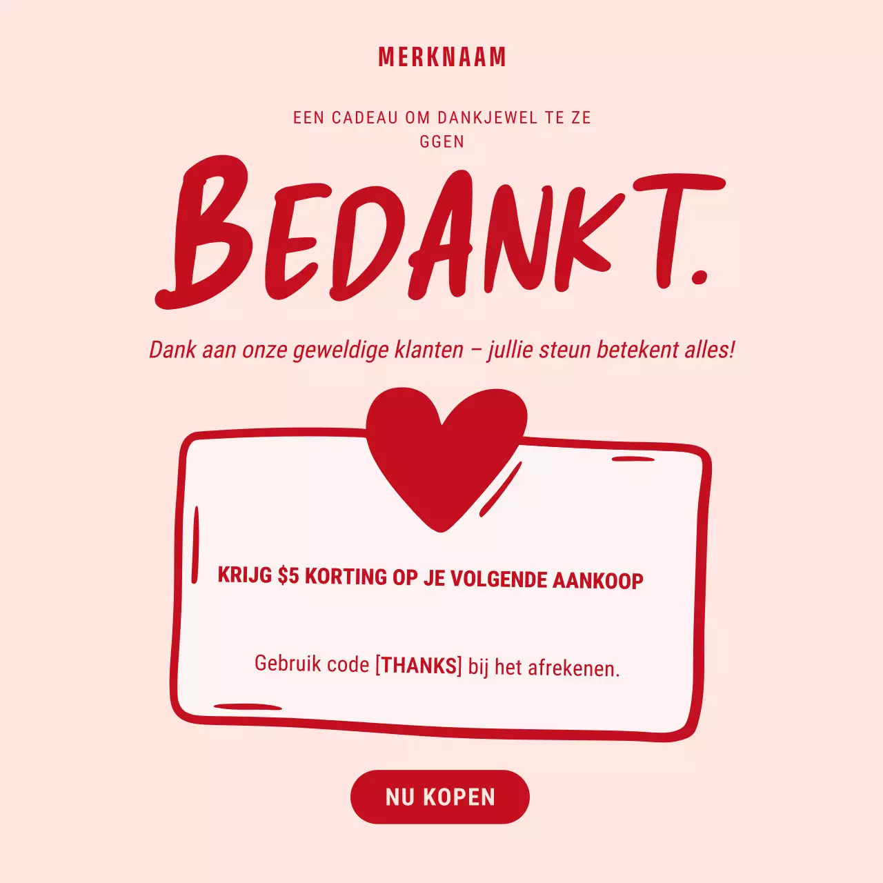 Rood Modern Kortingscadeau Sociale Media Vierkant